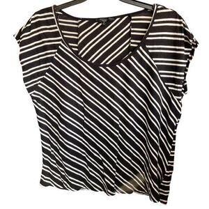 ELANA SOLANO black geometric stripe dolman short sleeve scoop top NWOT Sz 2X XXL